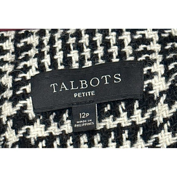 Talbots Ladies Black/White Business Wool Blend Button Pea Coat Size 12 Petite - Picture 5 of 6